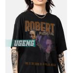 T-shirts gris en coton Robert Pattinson à capuche pour femme 