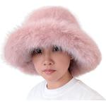 Chapeaux bob d'hiver rose pastel en fausse fourrure Taille L look fashion pour femme 