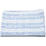 Linenme Serviette de Bain en Lin 100x137 cm, à Rayures, Blanc/Bleu