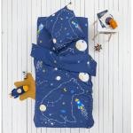 Linge de lit bleu galaxie en coton pour enfant en promo 
