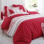 Linge de lit Colombine rouge à pois en coton 140x200 cm 1 place 