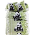 Draps plats Blancheporte verts en polycoton à motif pandas 160x200 cm en promo 