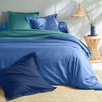 Linge de lit Colombine bleu en coton 140x200 cm 1 place 