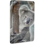 Porte-cartes en cuir multicolores en cuir à motif koalas avec blocage RFID look fashion pour femme 