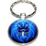 Porte-clés bleus en velours à motif lions look fashion 