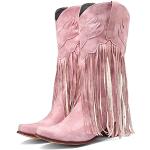 Bottines western & bottines cowboy roses en caoutchouc à talons chunky Pointure 34 look fashion pour femme 