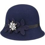 Chapeaux en feutre bleus en feutre à strass 58 cm look fashion pour femme 