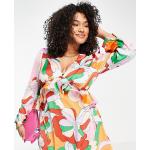 Robes fleuries multicolores à fleurs à volants à manches longues Taille XL plus size classiques pour femme en promo 