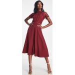 Robes trapèze Liquorish rouges en dentelle mi-longues à manches courtes Taille XS classiques pour femme en promo 