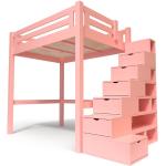 Lits mezzanines bois ABC Meubles rose pastel en bois made in France 
