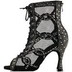Chaussures de tango noires à strass à lacets Pointure 36 look fashion pour femme 