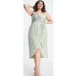 Robes cache-coeur Little mistress Plus vertes en satin smockées Taille XL plus size classiques pour femme en promo 