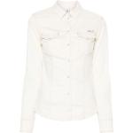 Chemises en jean Liu Jo blanc crème en coton mélangé à strass stretch à manches longues Taille XXL classiques pour femme 