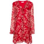 Robes fleuries Liu Jo rouges à fleurs en viscose à motif fleurs à manches longues à col en V Taille XL pour femme 