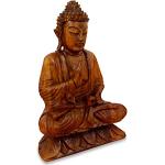Statuettes en bois marron en bois massif à motif Bouddha de 32 cm 
