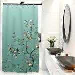 Rideaux de douche vert d'eau en tissu à motif papillons 90x180 