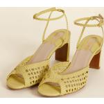 Sandales à talons jaunes tressées en cuir avec un talon entre 7 et 9cm pour femme 