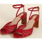 Sandales à talons rouges tressées en cuir avec un talon entre 7 et 9cm pour femme 