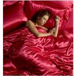 Lizzy Magnifique parure de lit 6 pièces en satin de soie avec drap-housse, housse de couette et 4 taies d'oreiller (très grand lit, fuchsia)