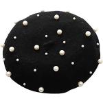 Bérets d'automne noirs à perles Tailles uniques look fashion pour femme 