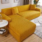 Housses de canapé d'angle jaune moutarde extensibles modernes pour enfant 