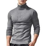 T-shirts col roulé d'automne gris foncé à manches longues à col roulé Taille XL look casual pour femme en promo 