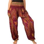 Pantalons taille haute marron inspirations zen respirants Taille L plus size look hippie pour femme 