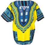 Chemises jaunes imprimé africain à motif Afrique imprimées Taille M style ethnique pour homme 