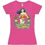T-shirts Logoshirt roses en coton à manches courtes Wonder Woman à manches courtes à col rond Taille L look fashion pour femme 