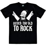 Logoshirt® Les Simspon - Homer Simpson - Never Too Old to Rock I T-Shirt imprimé Femme & Homme I Noir I Design Original sous Licence