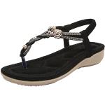 Sandales plates noires à strass Pointure 37 plus size look fashion pour femme 