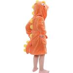 Robes de chambre capuche orange en peluche à motif animaux enfant look fashion 