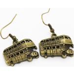 Boucles d'oreilles pendantes bronze en métal à motif bus pour femme 