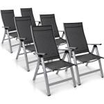 Chaises de jardin design Blumfeldt grises en aluminium pliables en lot de 6 