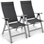 Chaises de jardin aluminium Blumfeldt grises tressées en aluminium inspirations zen en lot de 2 