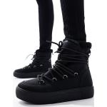 Chaussures de randonnée d'hiver London Rebel noires en caoutchouc à bouts ronds à lacets Pointure 38 pour femme en promo 