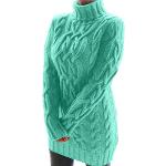 Long Robe Pull Femme à Col Roulé Manche Longue en Tricot Torsion Moulant Pullover Pas Cher A La Mode Hiver Chaud Pastel Et Confortable Tops Décontractée (Vert, XXXL)