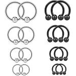 Piercings anneau Longbeauty argentés en acier en lot de 16 look fashion pour femme 