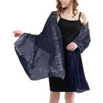 Écharpes en soie de soirée bleu marine à effet froissé en mousseline à strass Tailles uniques look fashion pour femme 