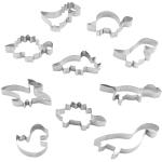 Emporte-pièces argentés en acier à motif dinosaures inoxydables en lot de 10 