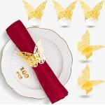 Ronds de serviettes dorés à motif papillons en lot de 100 romantiques 