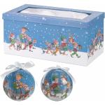 Lot de 12 Boules de Noël Ø 7,5 cm Brillantes dans Une boîte Cadeau, décor Elfes, Santa's House