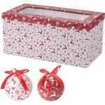 Lot de 12 Boules de Noël Ø 7,5 cm Brillantes dans Une boîte Cadeau, décor Renne, Santa's House