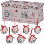 Lot de 12 Boules de Noël Ø 7,5 cm Brillantes dans Une boîte Cadeau, décoration de Carte de Noël, Santa's House