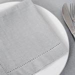 Serviettes de table Pegane gris clair en tissu en lot de 12 