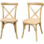 Chaises en bois marron en rotin empilables en lot de 2 style campagne 
