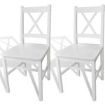 Chaises en bois blanches en pin en lot de 2 modernes 