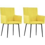 Chaises design jaunes en métal avec accoudoirs en lot de 2 modernes 