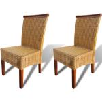 Chaises en bois marron en rotin en lot de 2 modernes 