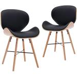 Chaises en bois noires en bois en lot de 2 modernes 